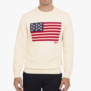 Chaps Cream Sweater with American Flag Design
